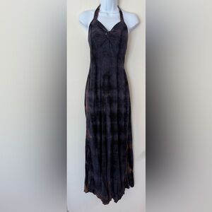 Elegant Black Tie-Dye Maxi Dress Size M